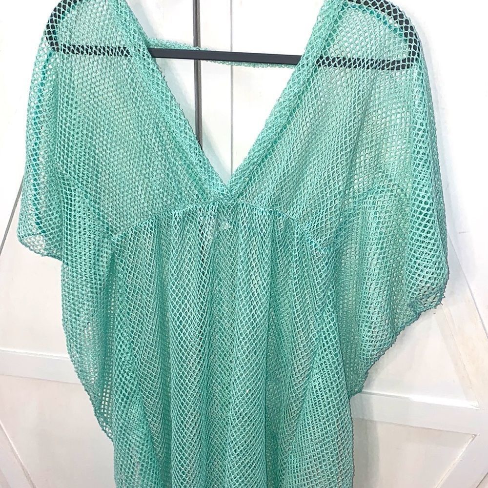 Elan Beach Turquoise Green Netted Mesh Beach Coverup Size Small - Picture 10 of 11